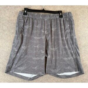 Peter Millar Crown Sport Mens Large L Gray Camo Performance Athletic Gym Shorts
